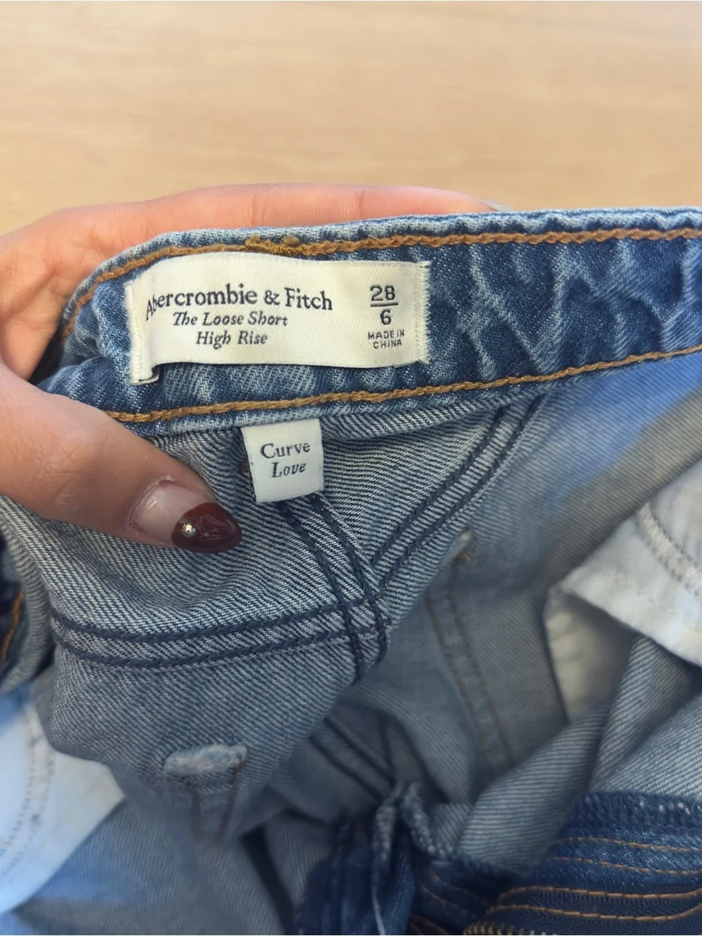 A&F Curve Love The Loose Short High Rise Distressed Denim Shorts